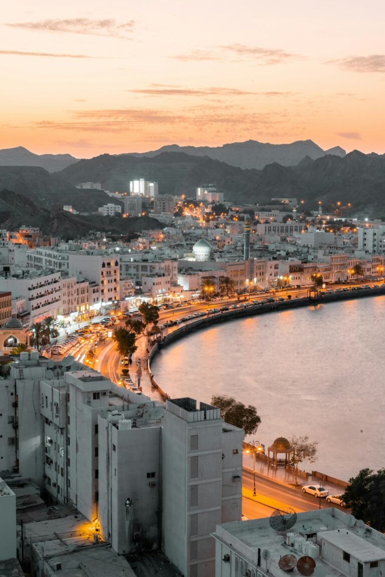Aerial view of Muscat, Oman by the sea