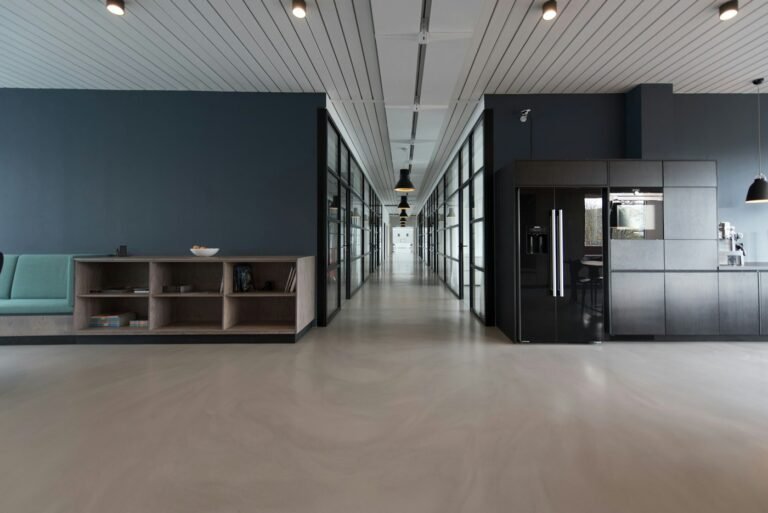 Clean modern office hallway