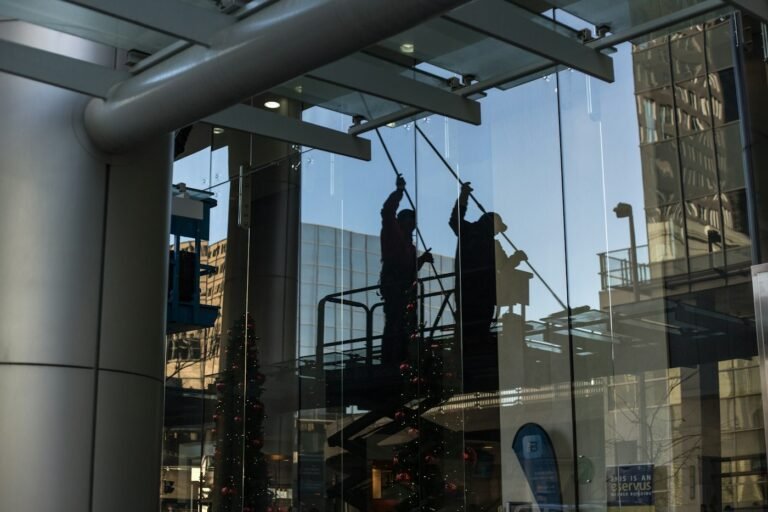 Windows being cleaned